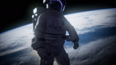 Astronaut-Im-Weltraum-Vor-Dem-Hintergrund-Des-Planeten-Erde